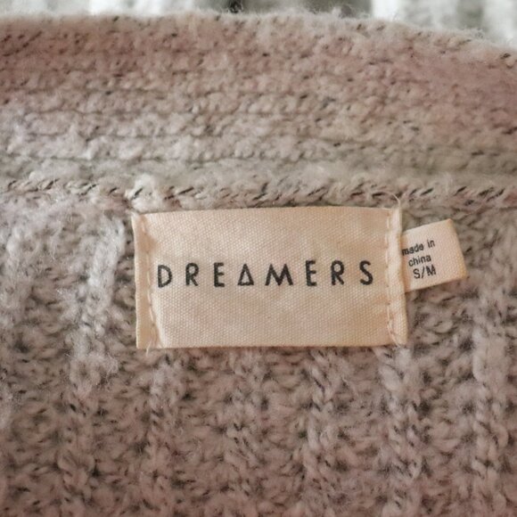 Dreamers Open Front S/M Knit Longline Grey Woven Ribbed Sweater Cardigan - Picture 9 of 10